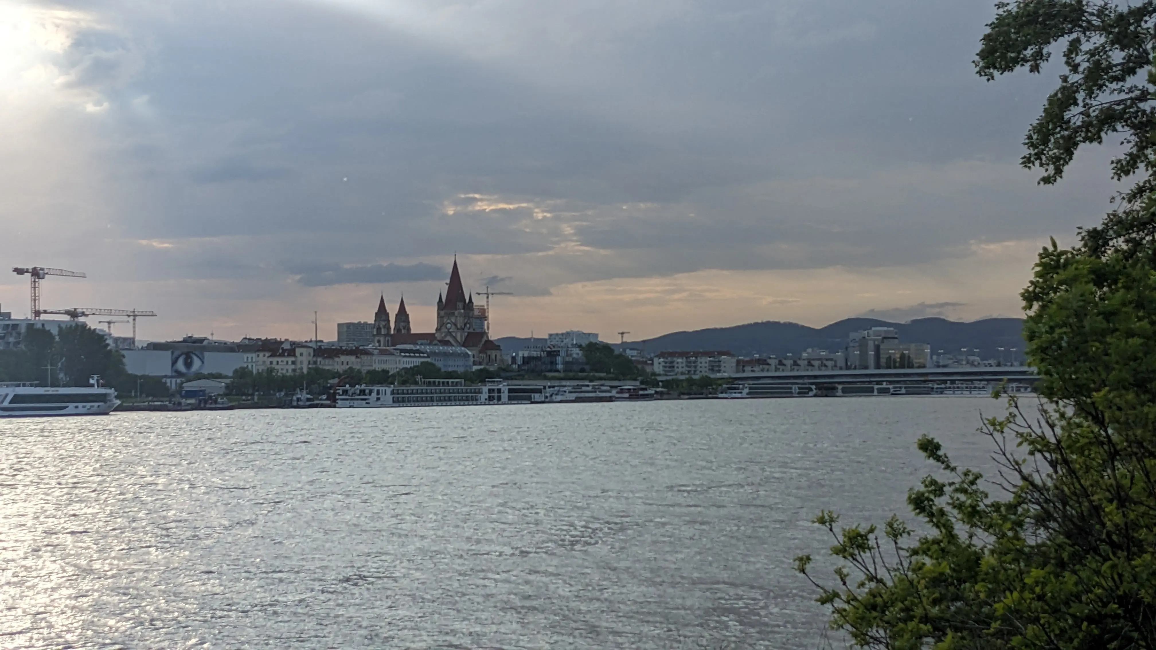 A view across to the other side of the Danube river